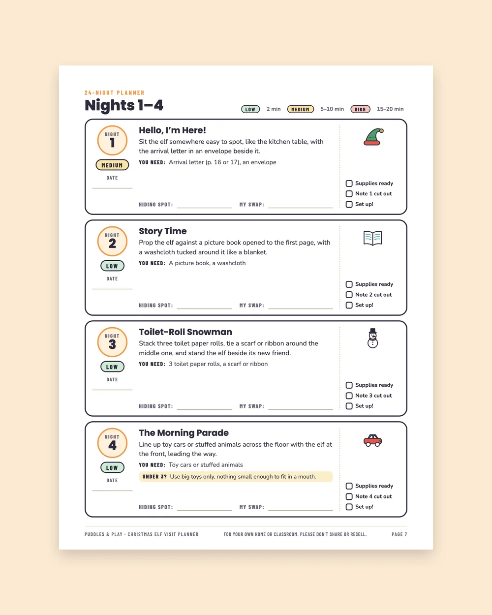 Christmas Elf Visit Planner & Notes: inside page 1