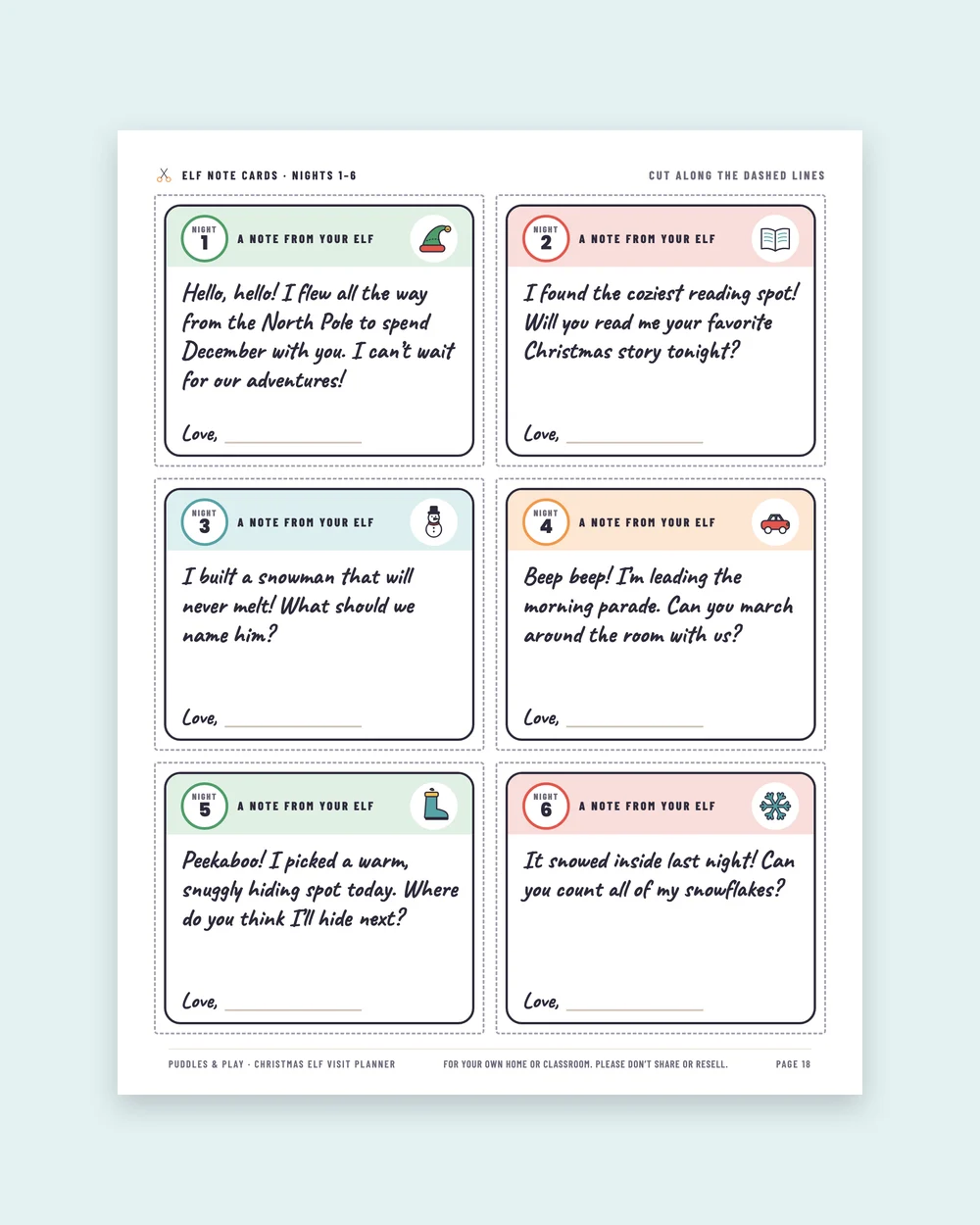 Christmas Elf Visit Planner & Notes: inside page 2