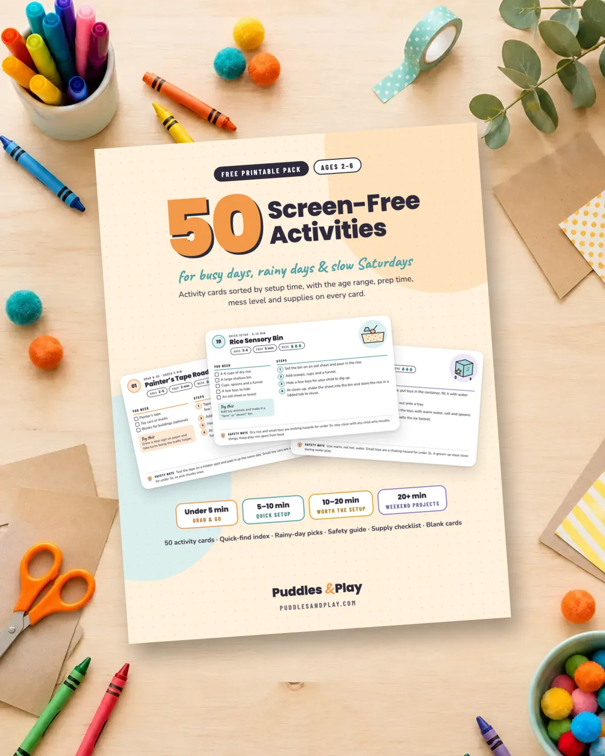 50 Screen-Free Activities Printable Pack (Ages 2-6) cover